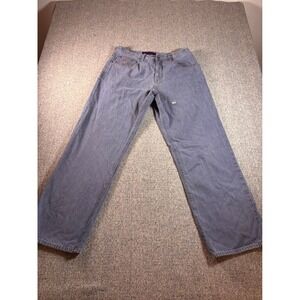 Roca Wear Mens Jeans 36 Grey Relaxed Fit Double Embroidered Logo Denim Pants